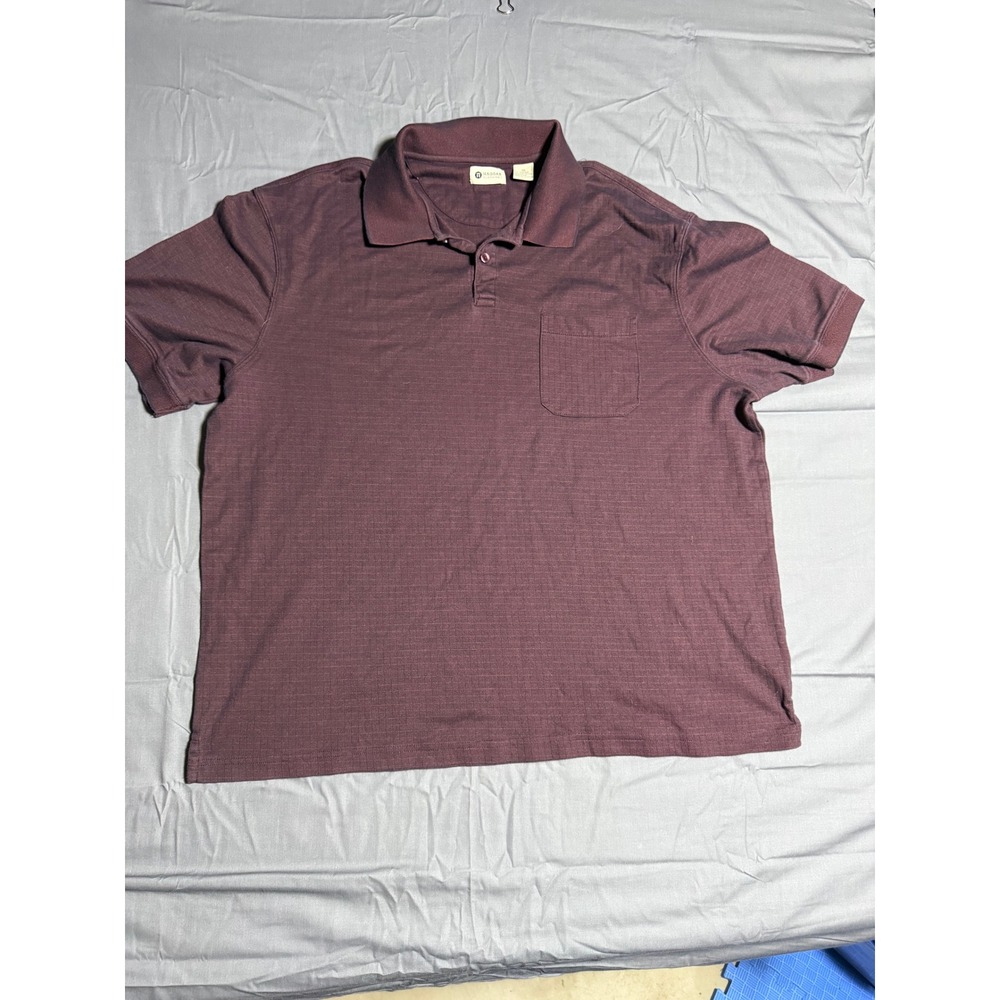 Haggar Polo Shirt Mens XL Purple Good Short Sleeve Textured Pocket Cotton Blend